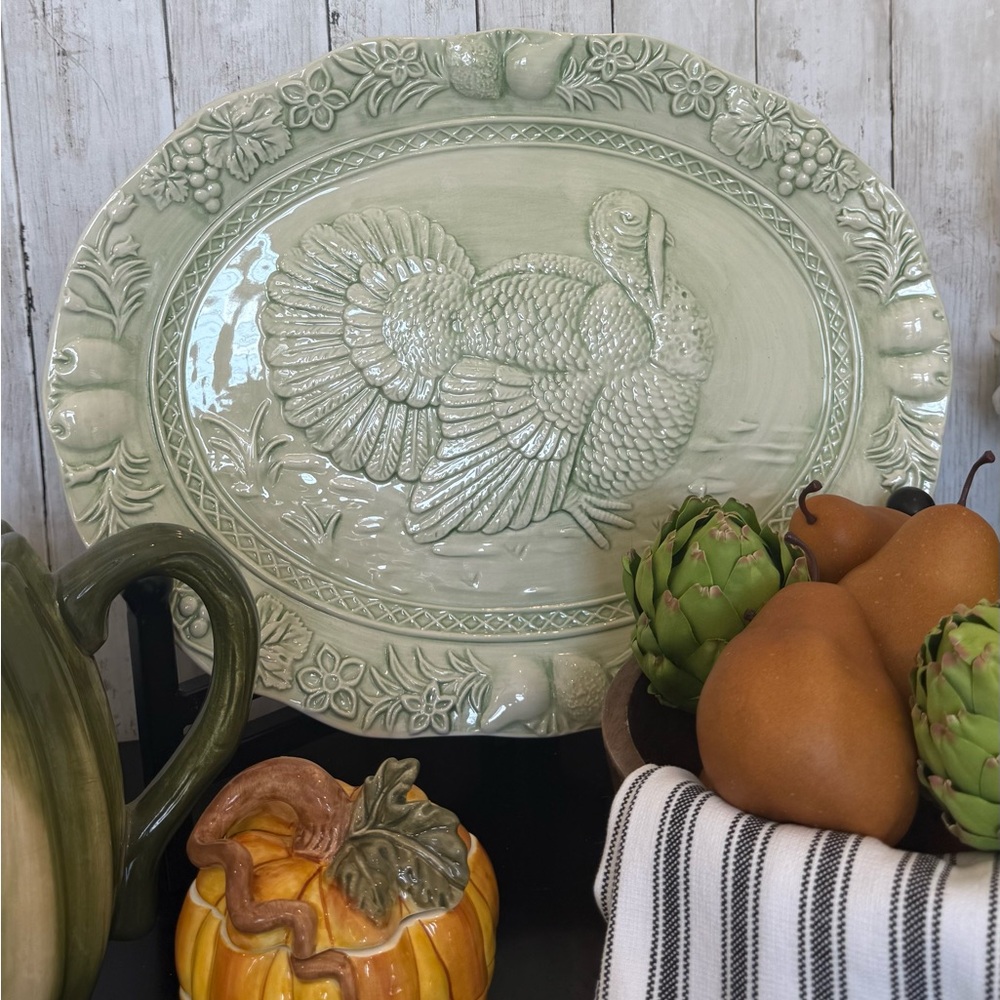 Green Turkey Embossed Platter
